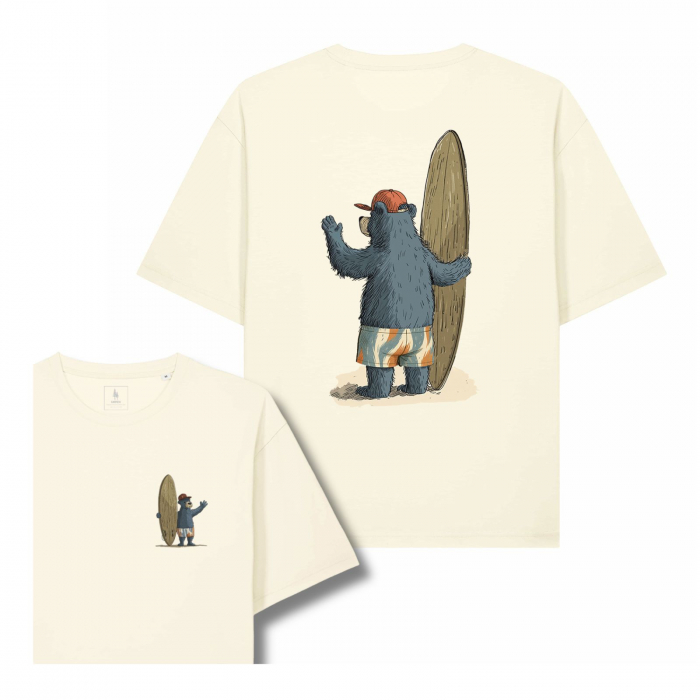 Unisex T-shirt, relaxed fit, Old time surfing bear [1]
