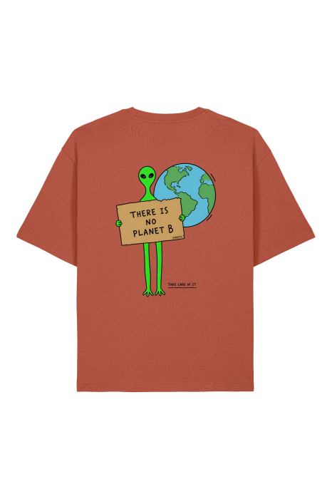 Tricou unisex Briz, print Planet B, relaxed fit [2]