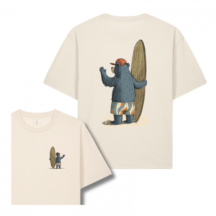 Tricou unisex, relaxed fit, Old time surfing bear [1]
