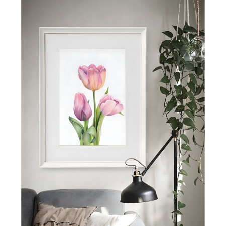 Tablou Lalele roz (creion colorat)