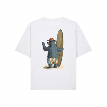 Tricou unisex, relaxed fit, Old time surfing bear [2]