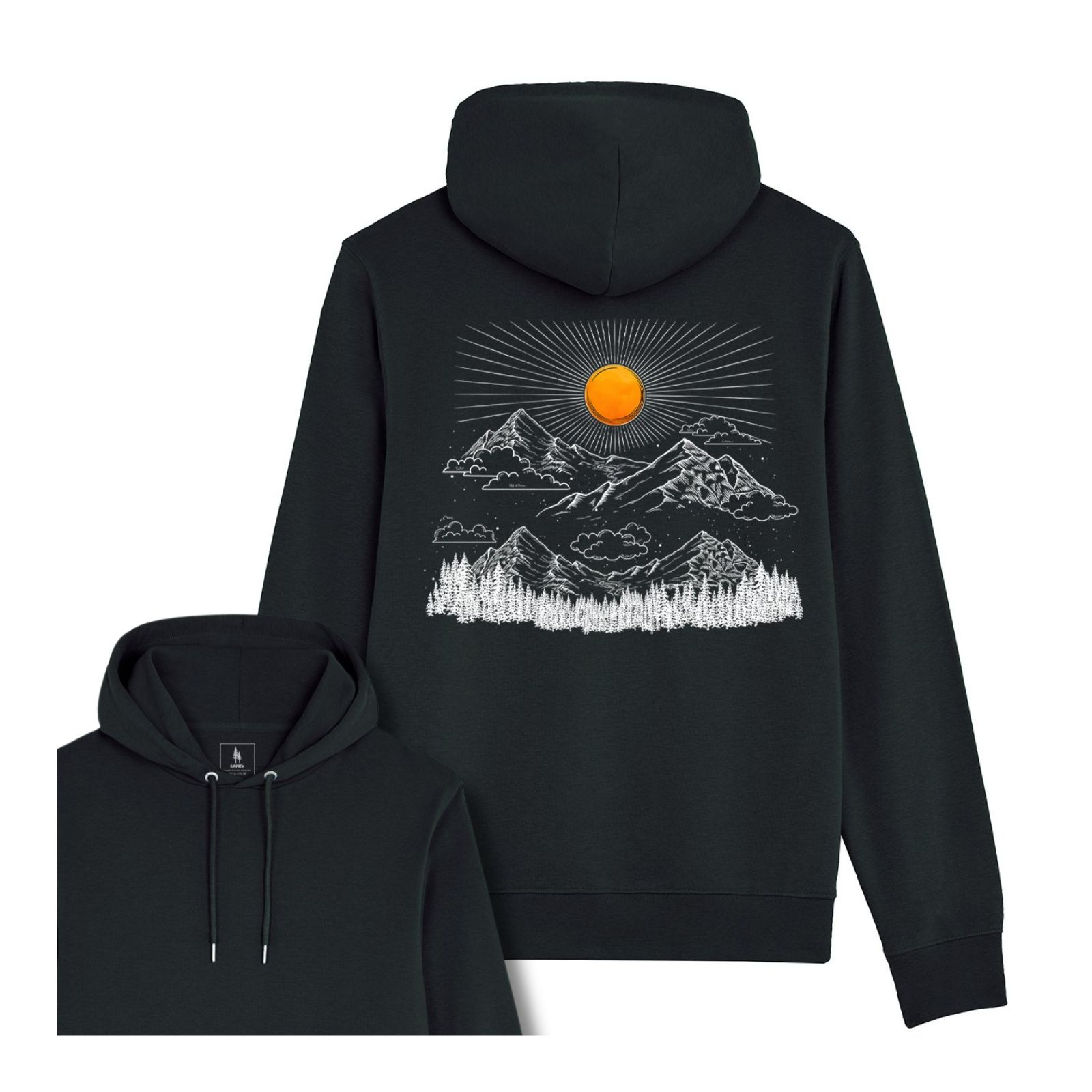Hanorac subtire unisex, Sunrise in the Mountains XS, Negru