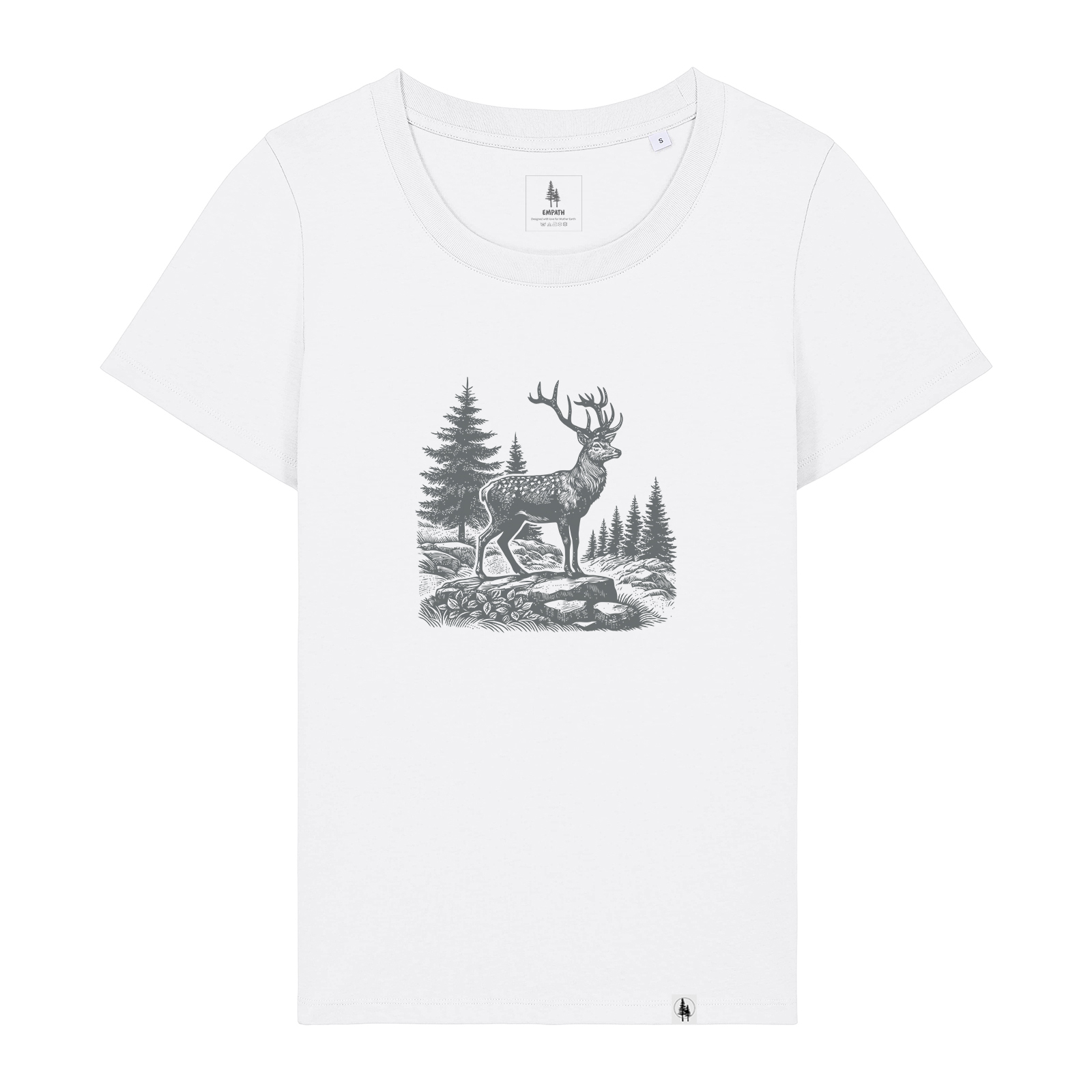 Tricou dama, mid-light, Noble Stag, croiala slim S, Alb