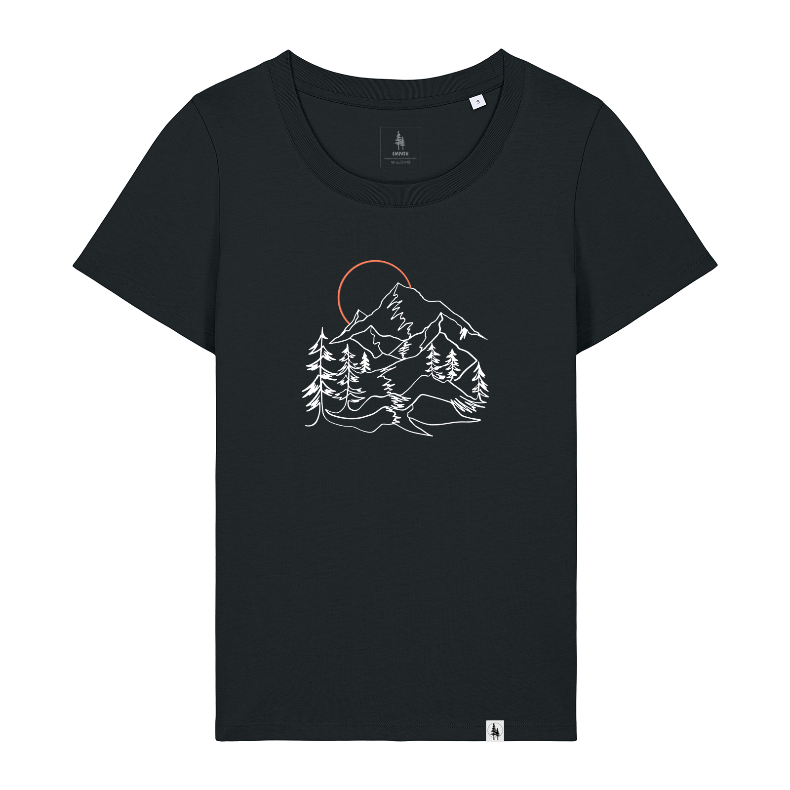 Tricou dama, mid-light, Sunset Peaks, croiala slim M, Negru