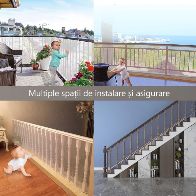 imagine locuri unde se poate instala plasa de siguranta, pe terasa, pe scari, pe balcon