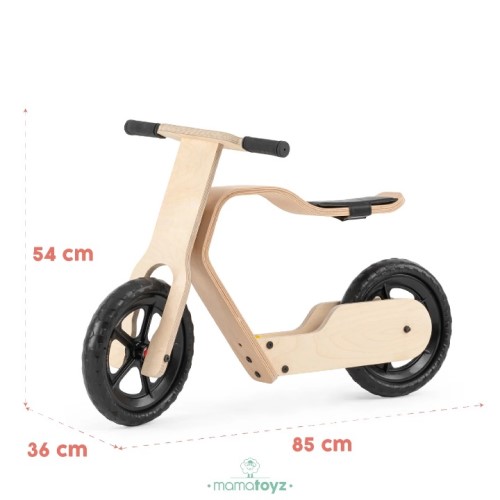 Dimensiuni Bicicleta fara pedale MamaToyz RideMe din lemn natural