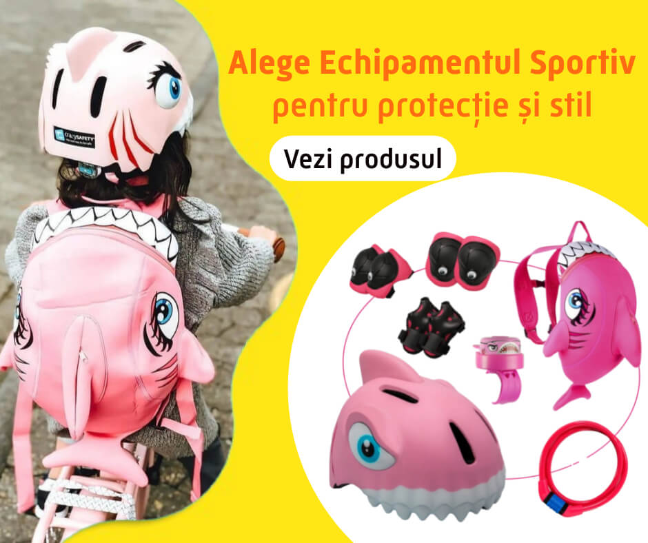 imagine echipament de protectie emprita costum sportiv casti cotiere genunchiere rucsac fetite