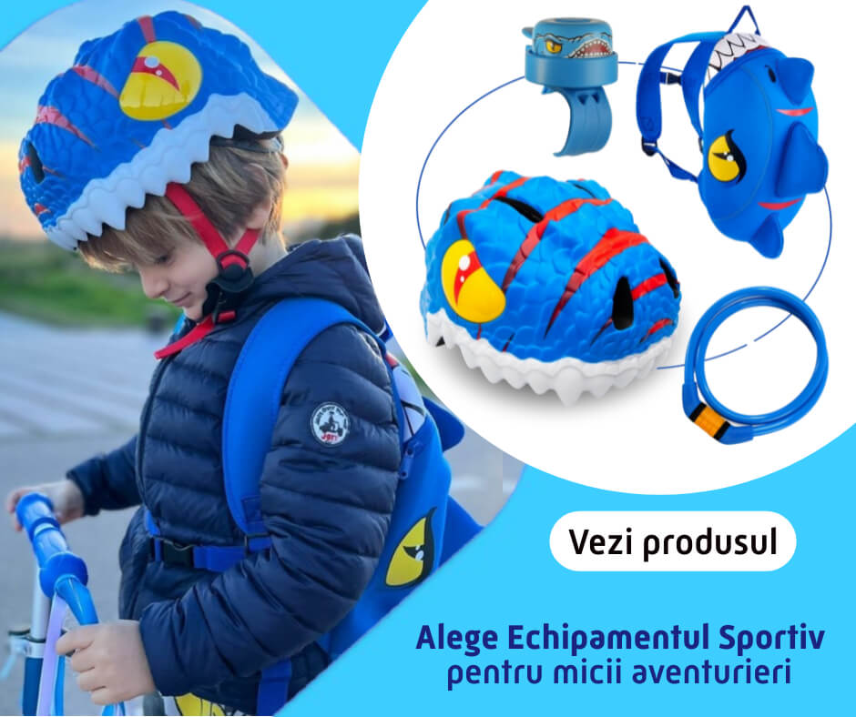 imagine echipament de protectie emprita costum sportiv casti cotiere genunchiere rucsac, baietei