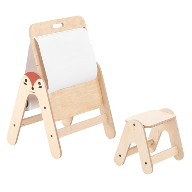 Masa ajustabila cu tabla de scris pentru copii, model atragator cu vulpita