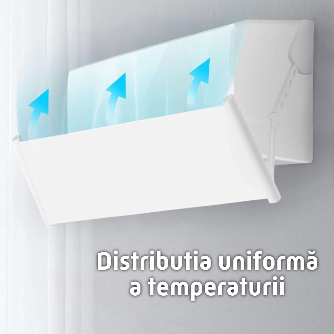 imagine prezentare deflector de aer conditionat si fluxul de aer care se distribuie uniform