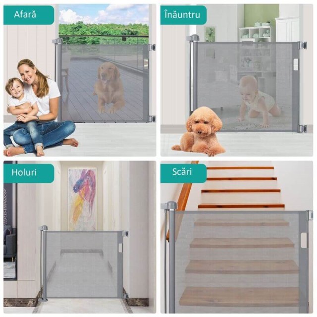 Poarta de siguranta bebe si animale se poate instala in mai multe locuri