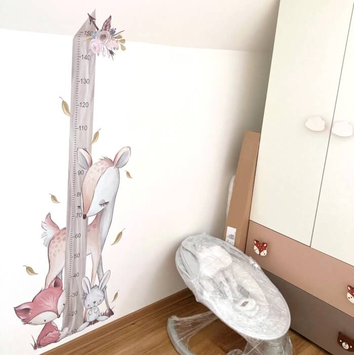 Animalute din padure - autocolant de masurare, Crem, Metru 150 cm [6]