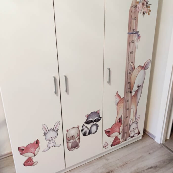 Animalute din padure - autocolant de masurare, Crem, Metru 150 cm [3]