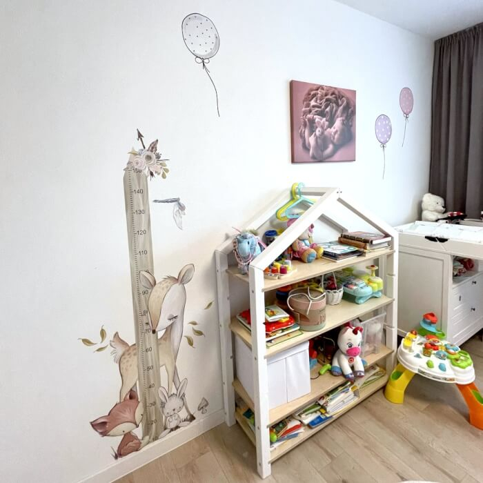 Animalute din padure - autocolant de masurare, Crem, Metru 150 cm [5]