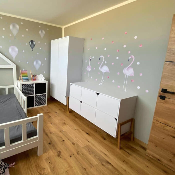 Autocolant pentru perete - flamingo roz cu sfere, Diverse dimensiuni [5]