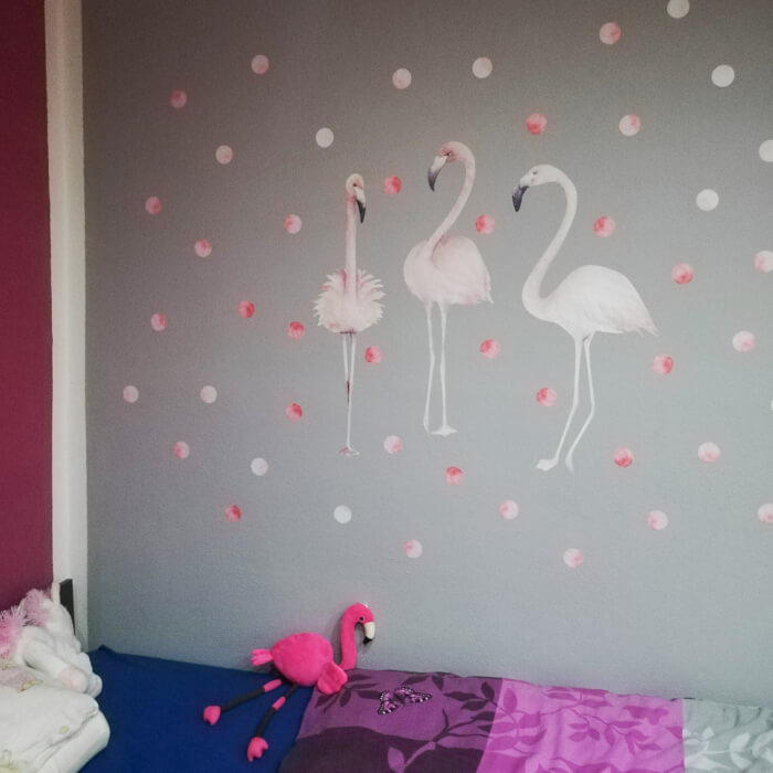 Autocolant pentru perete - flamingo roz cu sfere, Diverse dimensiuni [6]