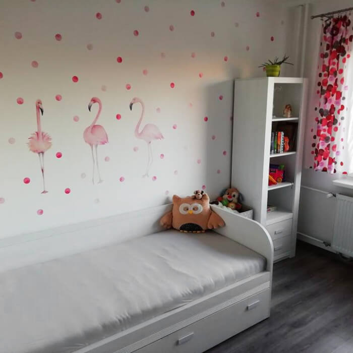 Autocolant pentru perete - flamingo roz cu sfere, Diverse dimensiuni [4]