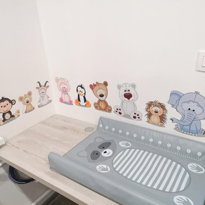 Autocolant pentru perete - Padure plina cu animale, set 9 buc, de la 15 la 25 cm [3]