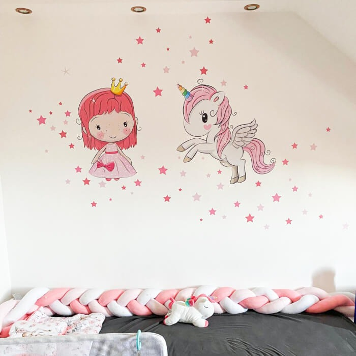 Autocolant - Printesa si unicorn + stele, printesa 60 x 38 cm, unicorn 68 x 55 cm [6]