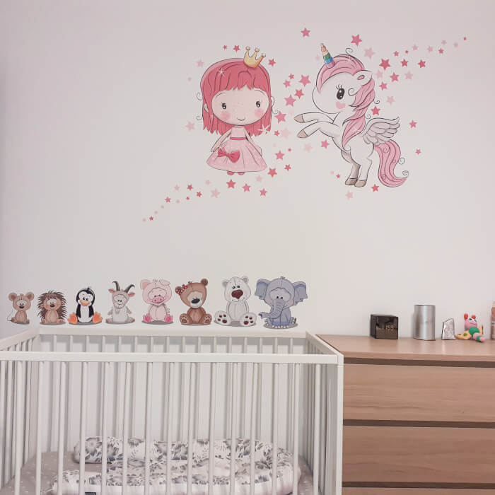 Autocolant - Printesa si unicorn + stele, printesa 60 x 38 cm, unicorn 68 x 55 cm [4]