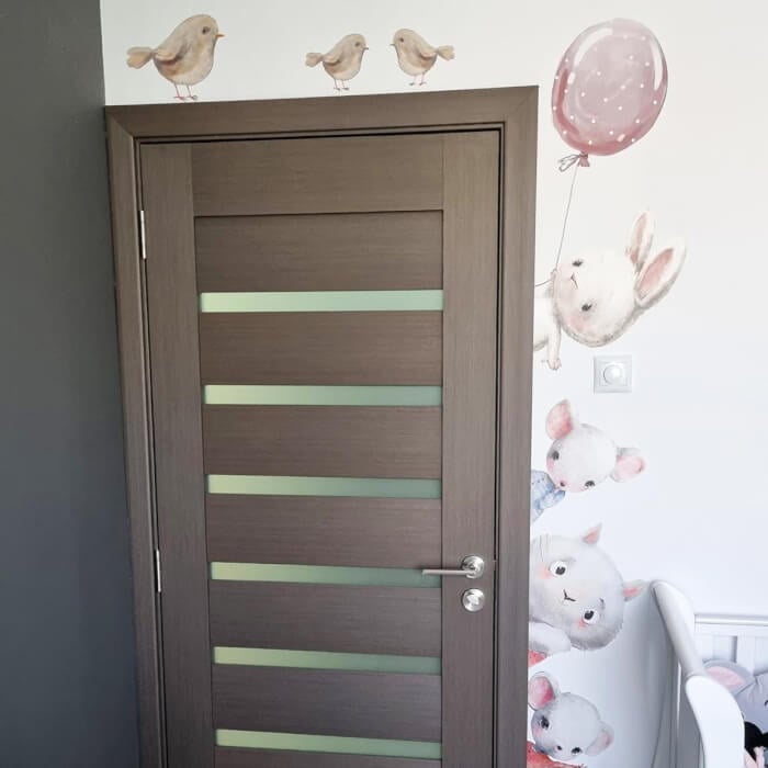 Autocolante pentru perete - Animale in acuarela in jurul usii, Diverse modele [5]