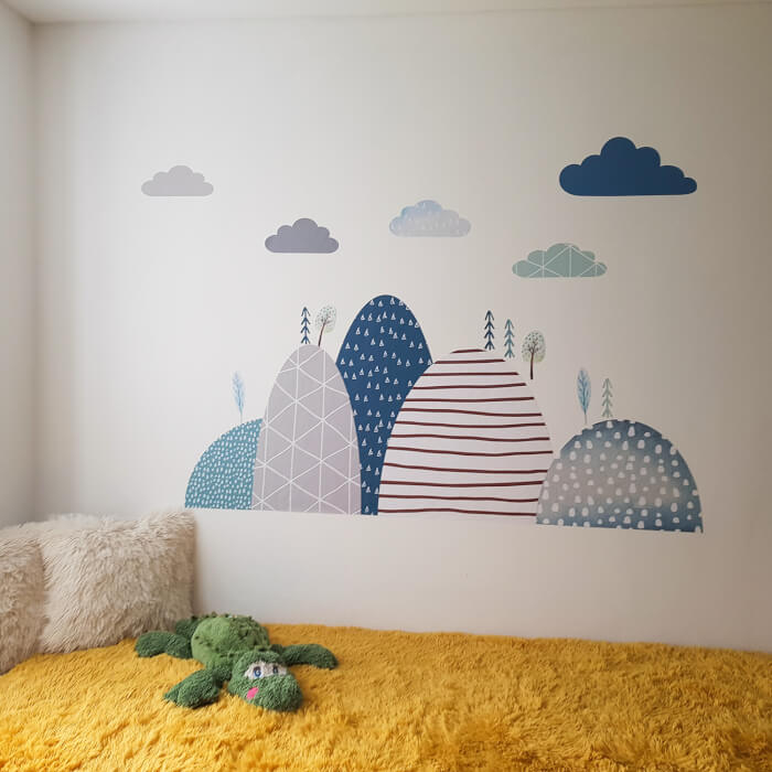 Autocolante pentru perete - Dealuri si nori, 100 x 90 cm [5]