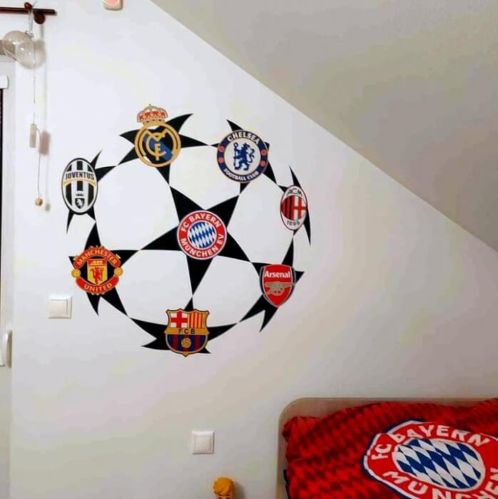Autocolante pentru perete - Echipe de fotbal UEFA, 90 x 90 cm, Negru [5]