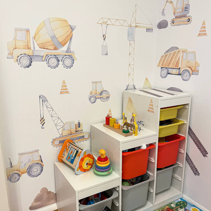 Autocolante pentru perete - Masini de constructii, Galben [3]