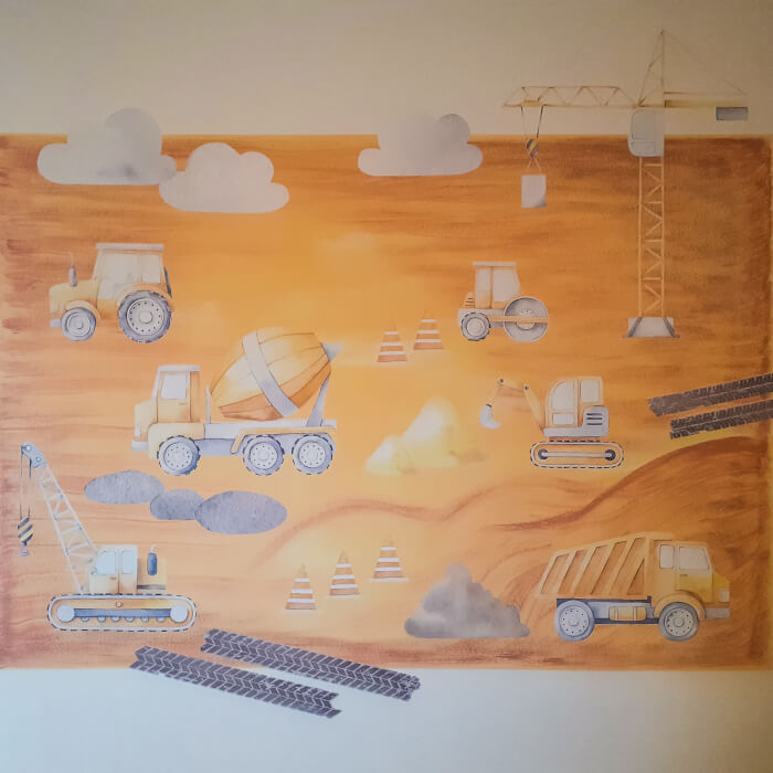Autocolante pentru perete - Masini de constructii, Galben [6]