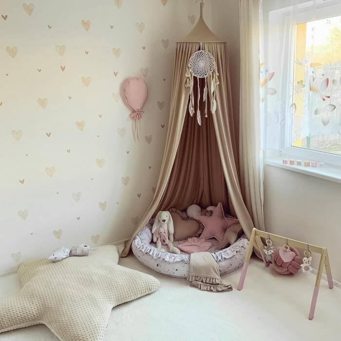 Autocolante textile INSPIO - Inimi bej pentru camera copiilor [3]