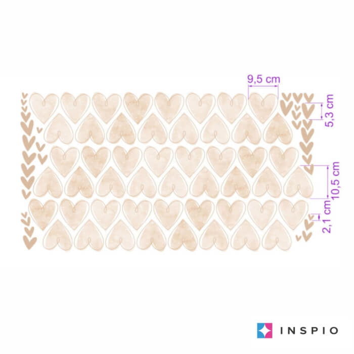Autocolante textile INSPIO - Inimi bej pentru camera copiilor [2]