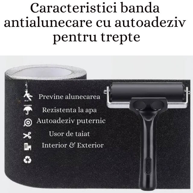 Banda antialunecare cu autoadeziv pentru trepte, rezistenta la apa, PVC, Diverse dimensiuni [4]