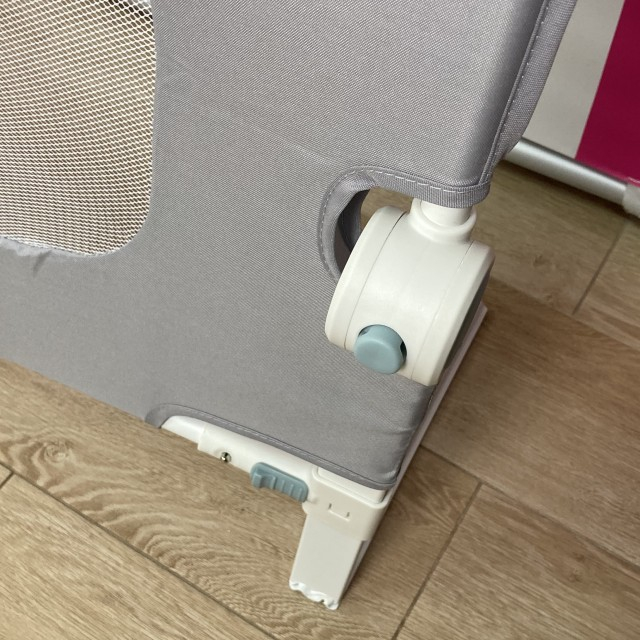 Bariera protectie pat copii, rabatabila, 180 cm, Alb/Gri [26]