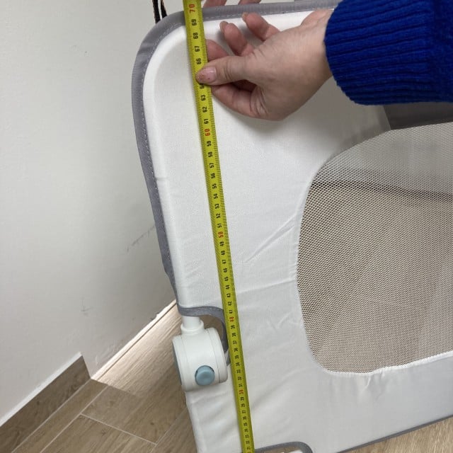 Bariera protectie pat copii, rabatabila, 180 cm, Alb/Gri [23]