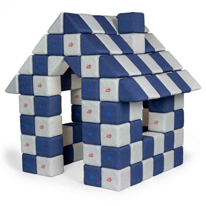 Blocuri JOY Magnetice de construit, JollyHeap, 150 cuburi, Alb Fildes-Albastru