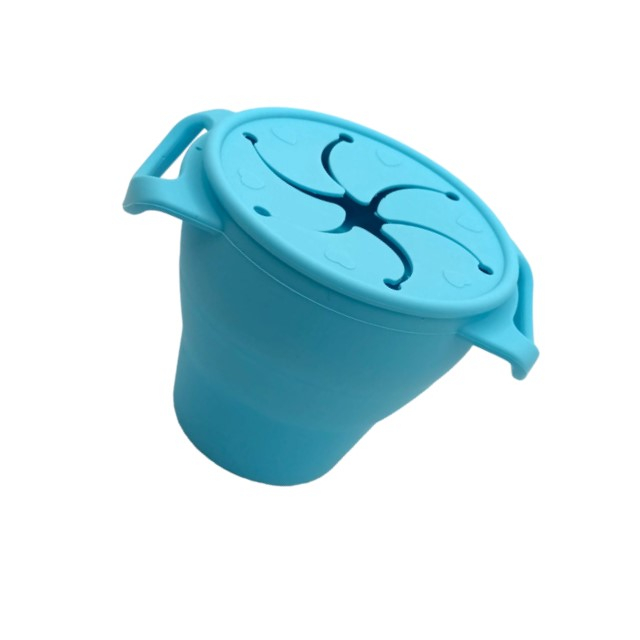 Cana din silicon 2 in 1, pentru gustari si apa, cu capac anti-varsare, Empria, Blue [5]