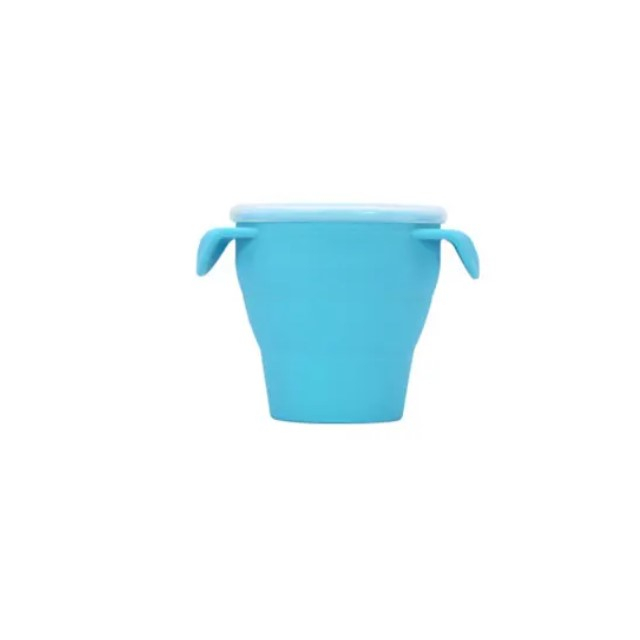 Cana din silicon 2 in 1, pentru gustari si apa, cu capac anti-varsare, Empria, Blue [4]