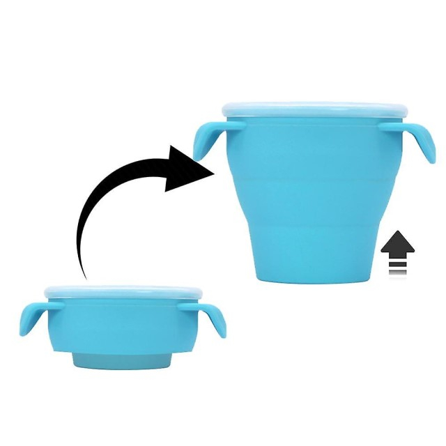 Cana din silicon 2 in 1, pentru gustari si apa, cu capac anti-varsare, Empria, Blue [2]