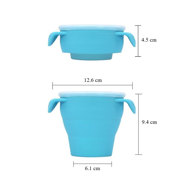 Cana din silicon 2 in 1, pentru gustari si apa, cu capac anti-varsare, Empria, Blue [6]