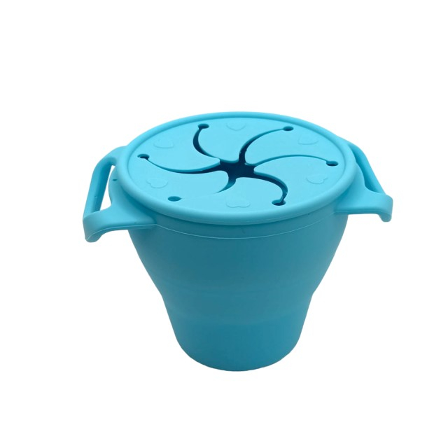 Cana din silicon 2 in 1, pentru gustari si apa, cu capac anti-varsare, Empria, Blue [3]