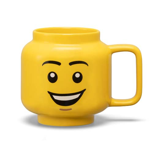 Cana mare LEGO din ceramica , Cap de baiat fericit