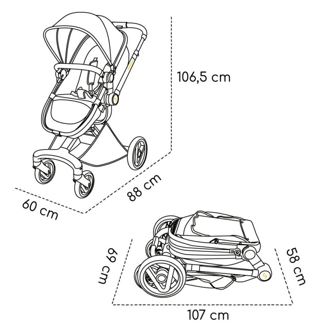 PRODUS RESIGILAT - Carucior transformabil 2 in 1 Skiddou Nasjo Normandic Dream, Negru [9]