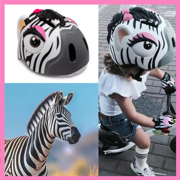 Casca bicicleta copii, model 3D, dimensiune reglabila 49-55 cm, 2-7 ani, Zebra Negru-Alb