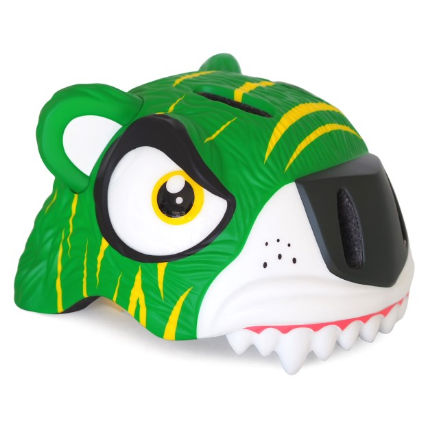 Casca protectie pentru copii, model 3D, dimensiune reglabila 49-55 cm, 2-7 ani, Tiger Verde
