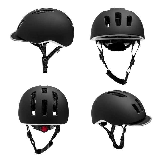 Casca bicicleta adulti, curele reflectorizante si lumina LED, dimensiune reglabila 53-59 cm, model Metro, Negru [5]