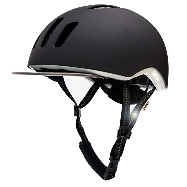 Casca sport de protectie pentru ciclism, curele reflectorizante si lumina LED, dimensiune reglabila 53-59 cm, model Metro, Negru