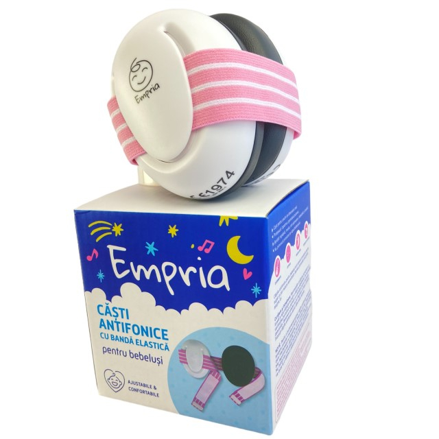 Casti antifonice bebelusi cu doua benzi elastice incluse, roz si albastru, Empria [14]