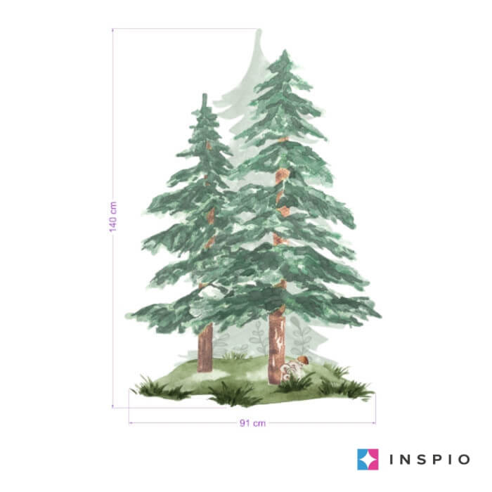 Copaci coniferi - autocolante in acuarela pentru perete, verde [2]