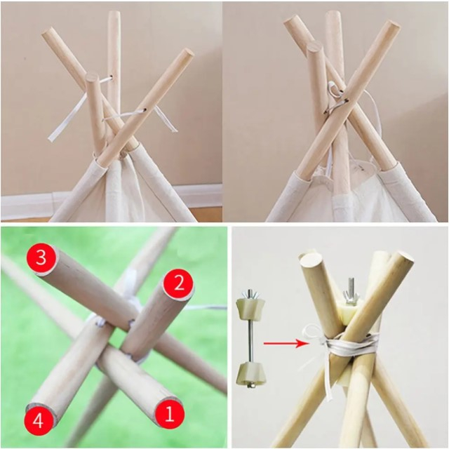 Cort de joaca pentru copii, cort teepee, stil indian, Empria, 110x110x110 cm, Diverse culori [7]