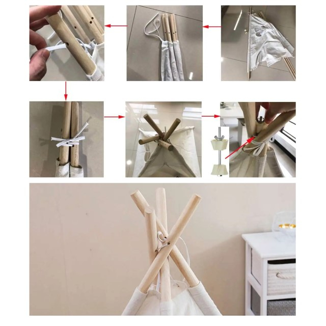 Cort de joaca pentru copii, cort teepee, stil indian, Empria, 110x110x110 cm, Diverse culori [8]
